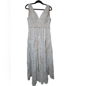 ModCloth Faith Flawlessness Maxi Dress Ivory Liza Luxe Crochet Lace Size S "A"